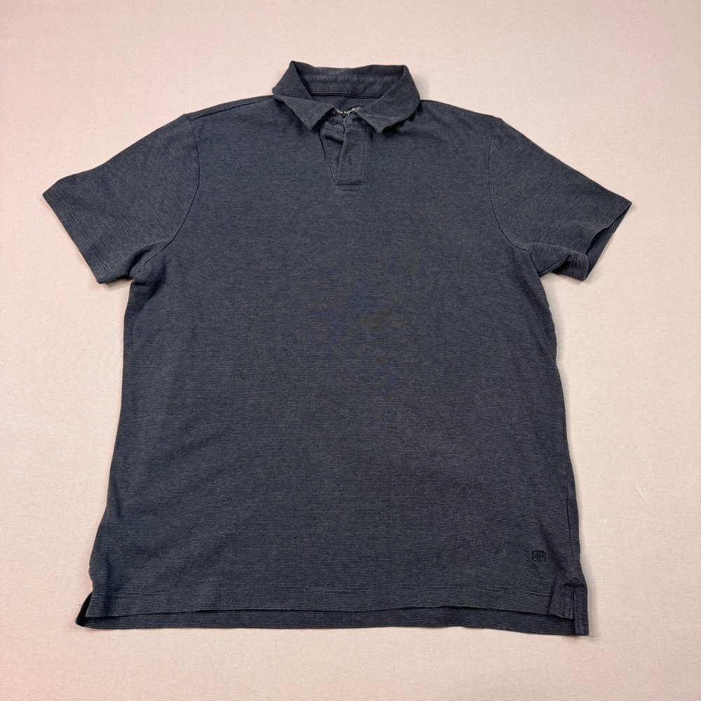 Banana Republic Mens Large Navy Blue Micro Stripe Short Sleeve Polo Shirt